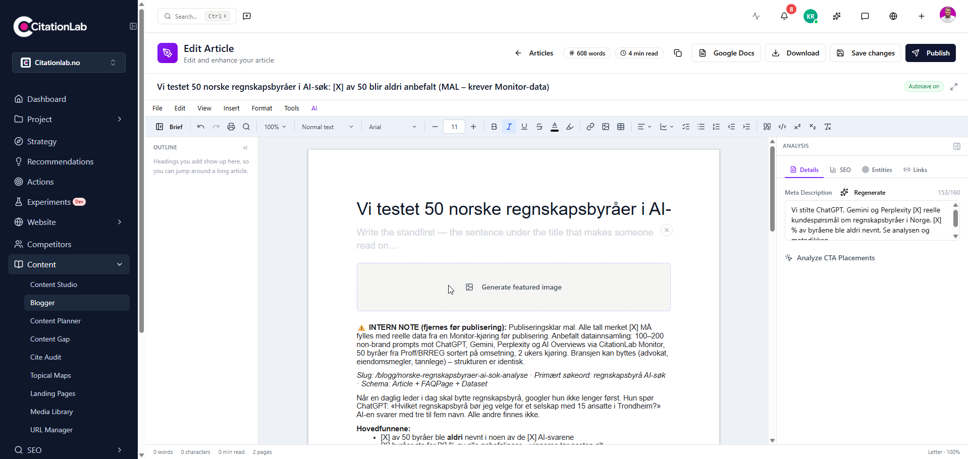 Skriv mot det som faktiskt citeras